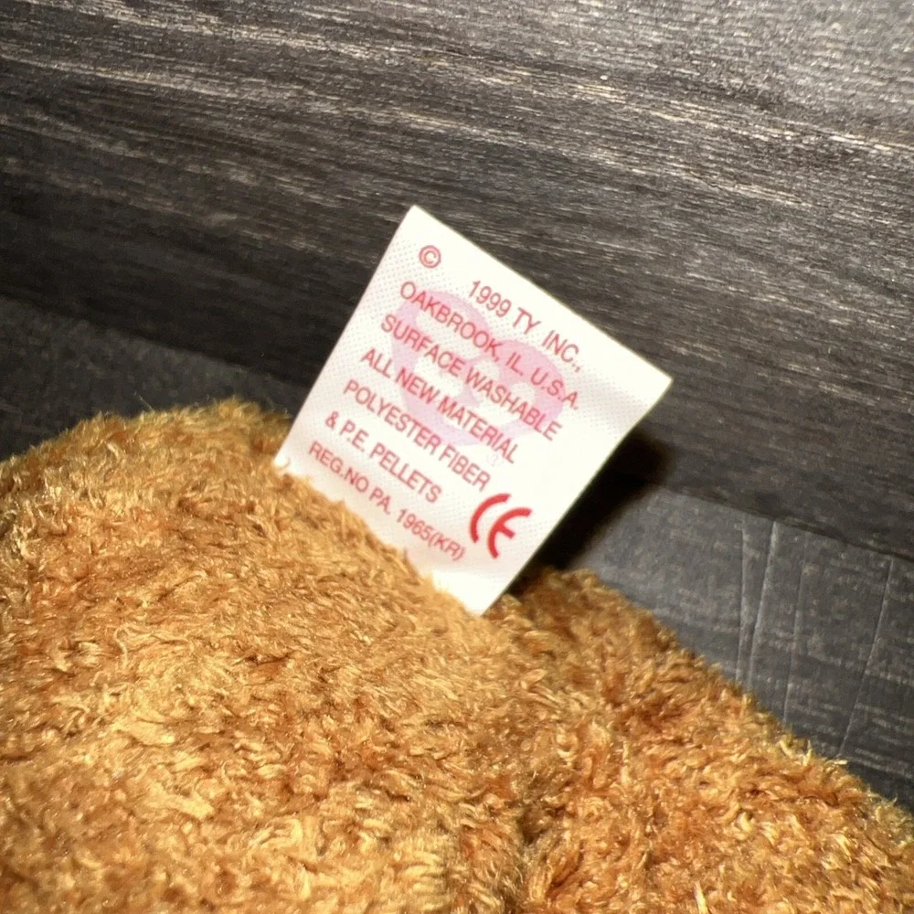 Ty Beanie Baby Fuzz the Bear 1999 Brown Frizzy Plush Excellent Condition 4237